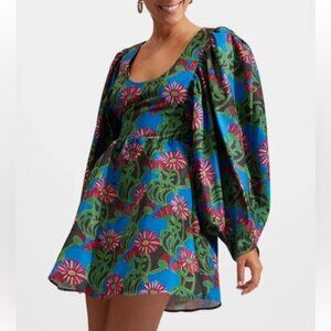 LA DOUBLEJ Dolly Gathered floral-print twill mini dress